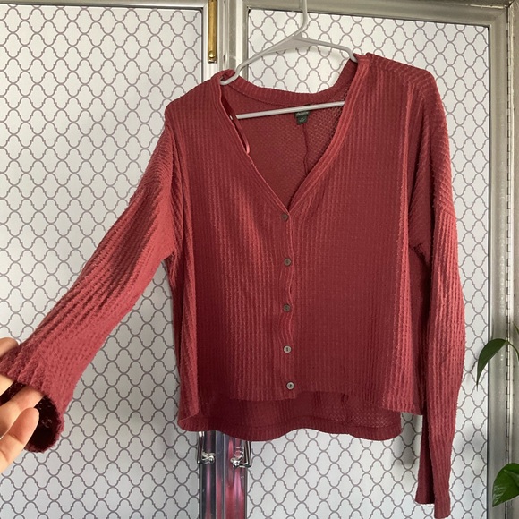 Red Button-Up Top - Picture 1 of 3